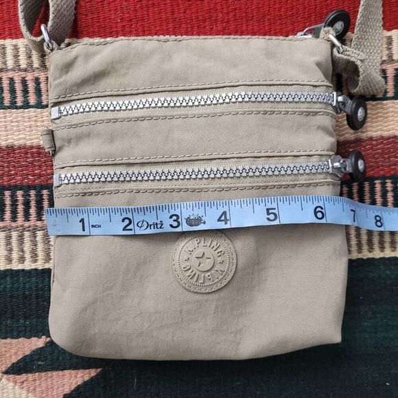 Kipling Alvar Small Crossbody Nylon Purse Taupe Shoulderbag Bag Adjustable Zip - Picture 7 of 7